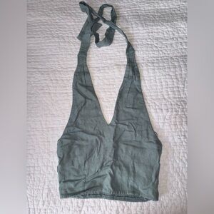Abercrombie light blue linen halter top